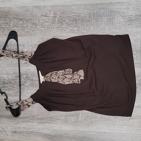 Michael Kors Brown Tank Top with Lace Accents - Picture 1 of 2